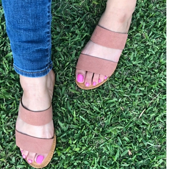 Easy Breezy Summer Vegan Flat Slides Pink - Picture 2 of 8